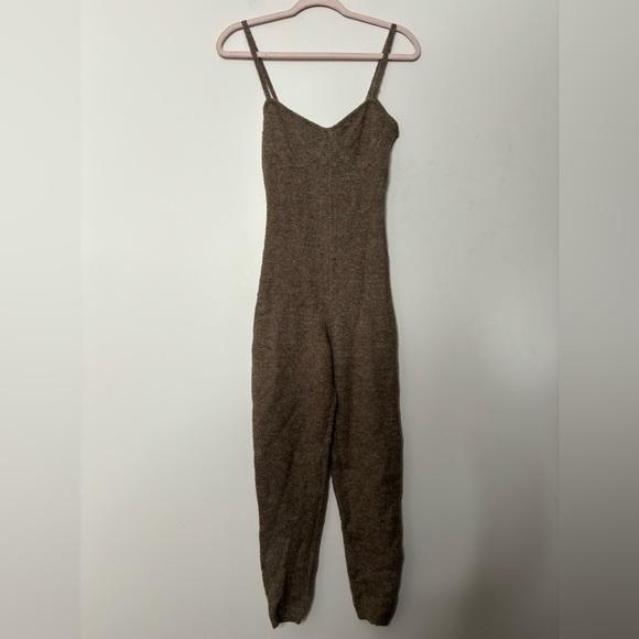 Zara knit jumpsuit tank top M taupe - Picture 2 of 7